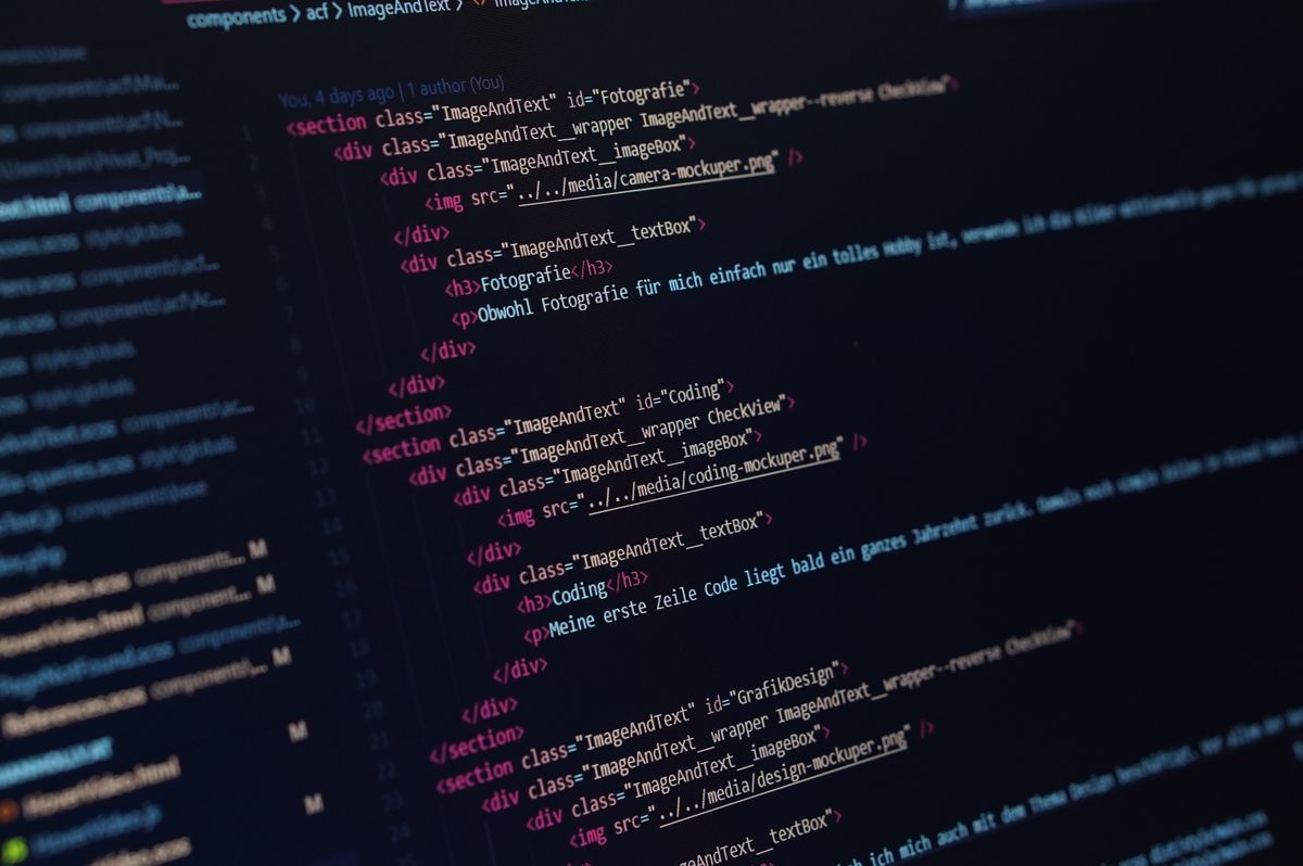 HTML and CSS code on a computer screen